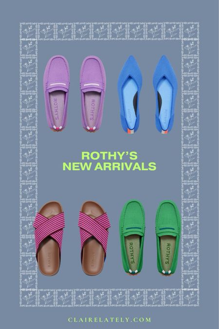 Favorite new arrivals from a favorite brand - beautiful color options for spring work and everyday outfits in a washable, wearable, and comfortable Rothy’s shoe 
❤️ Claire Lately 

Sandals slides drivers loafers green blue purple pink 

#LTKshoecrush #LTKSeasonal #LTKstyletip