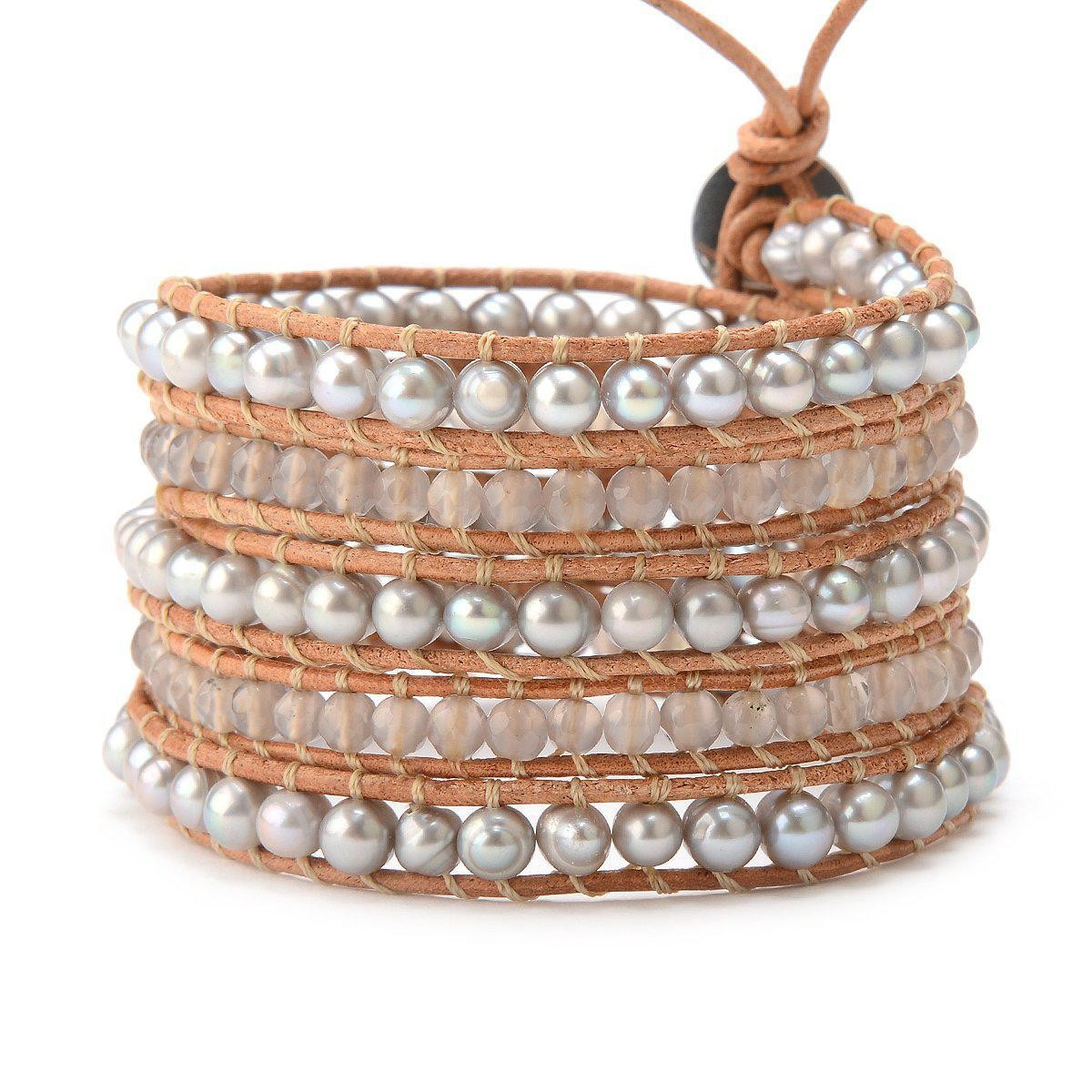 Freshwater Pearls with Opaque Crystals on Natural | Victoria Emerson