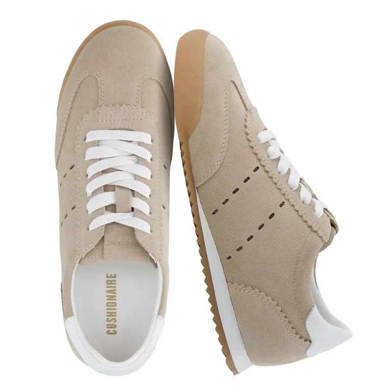 Cushionaire Topcat 100% Genuine Leather Suede Sneakers for Women, Lightweight Everyday Casual Wom... | Walmart (US)