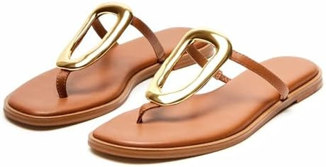 Flip-Flops for Women Thong Sandals Flat Slip on Slides Beach Comfort Open Square Toe Ladies Slipp... | Amazon (US)