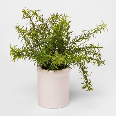 9" x 9" Artificial Rosemary Plant in Ceramic Pot Green/White - Threshold™ | Target