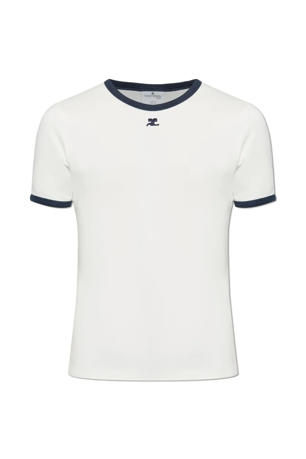 Courrèges Signature Contrast Logo Embroidered T-Shirt | Cettire Global