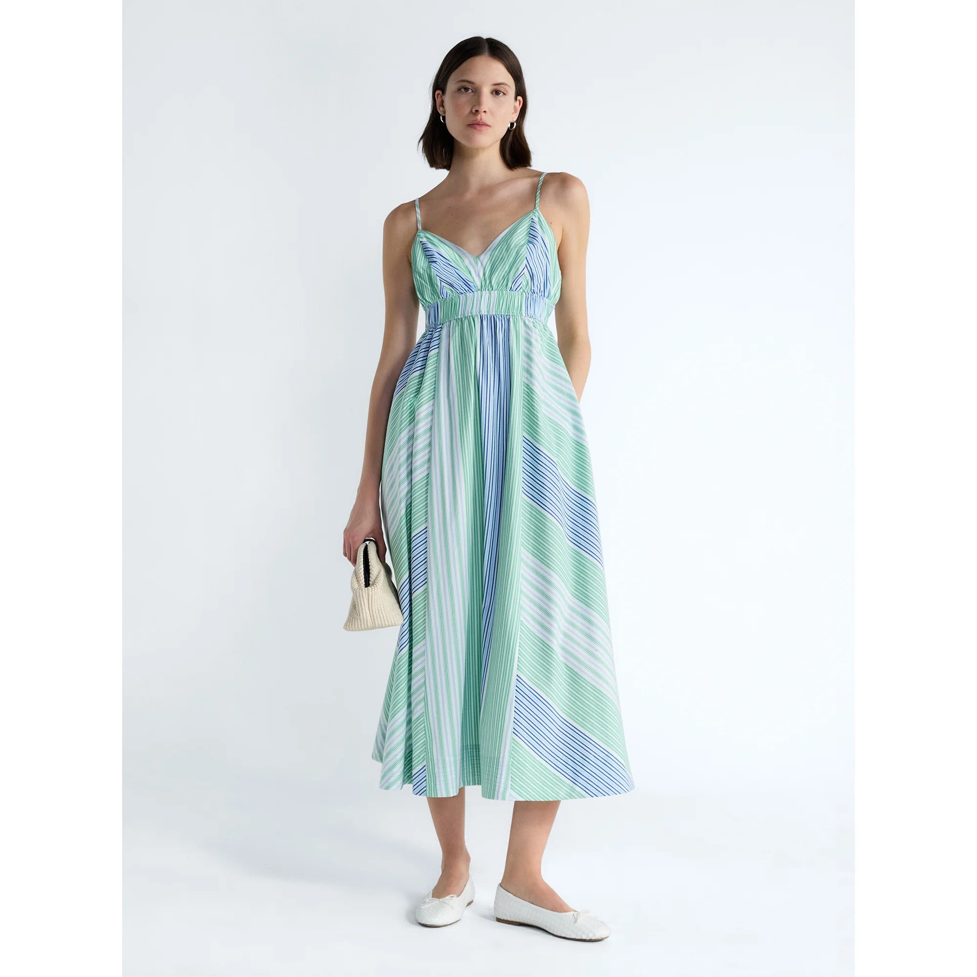 Free Assembly Women's and Women's Plus Striped Cotton Maxi Dress, with Cut Out Back, Sizes XS-4X | Walmart (US)