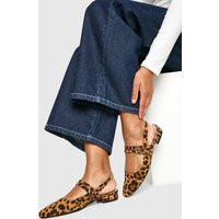 Womens Leopard Slingback Flats With Double Strap - Multi - 10 | boohoo (US & Canada)