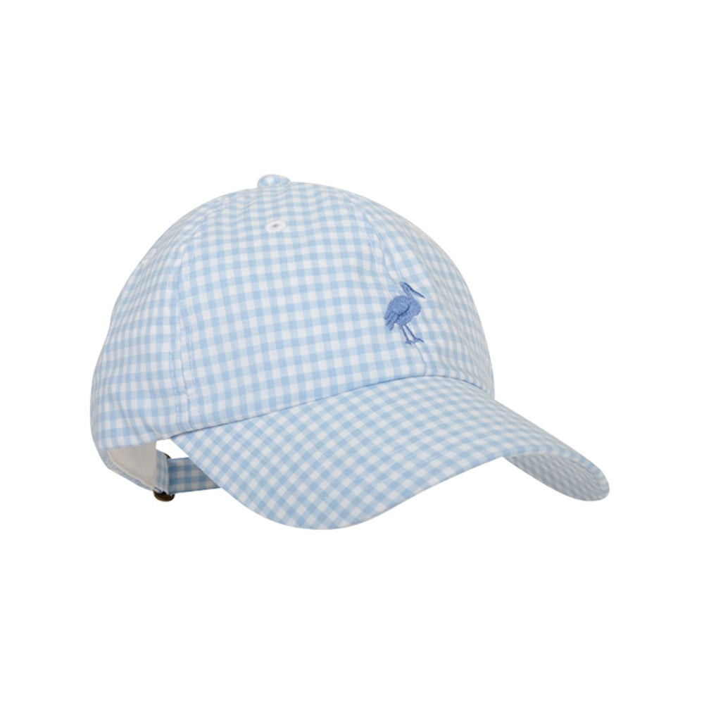 Covington Cap - Buckhead Blue Gingham with Barbados Blue Stork | The Beaufort Bonnet Company