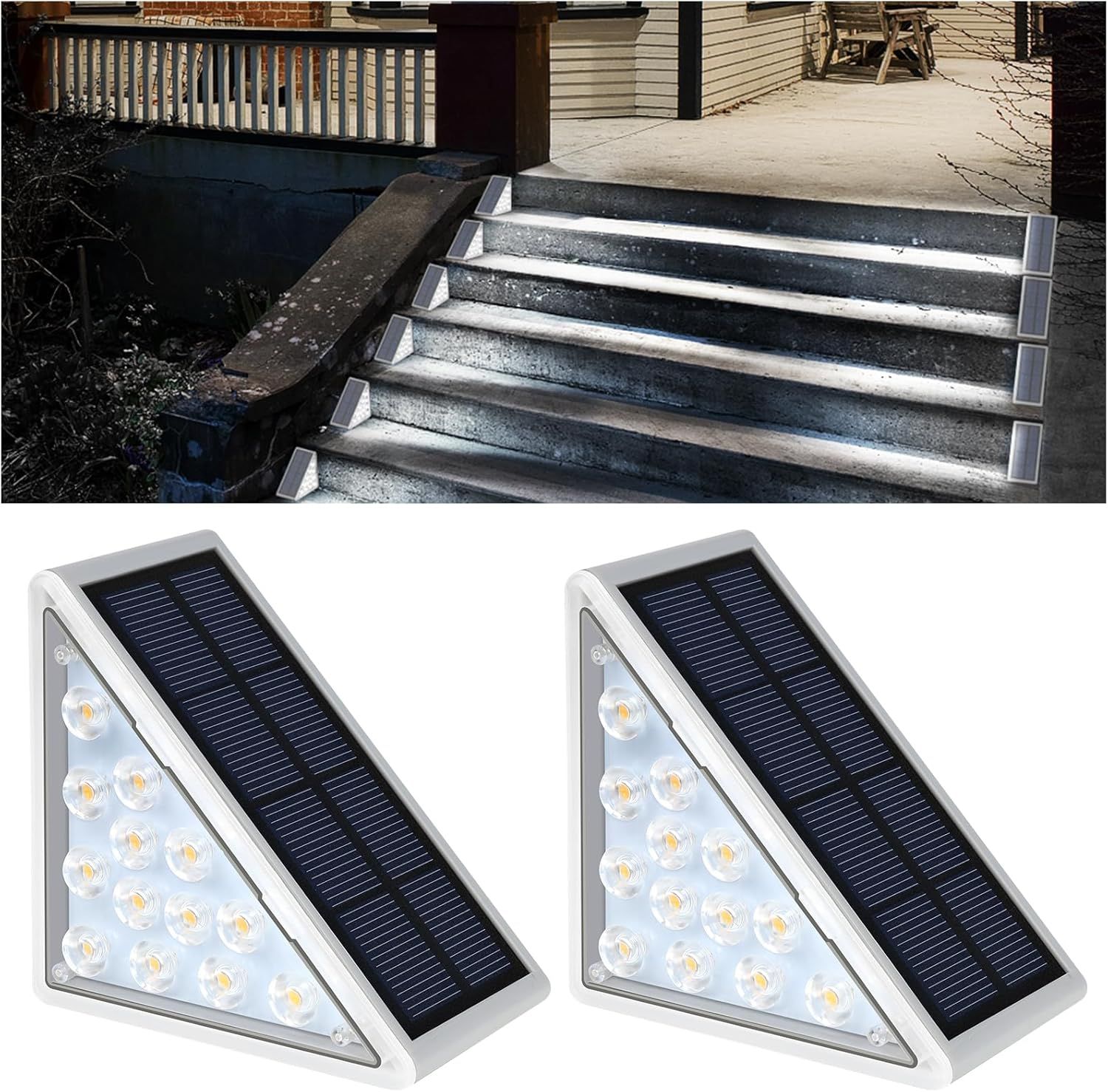 AUDLES LED Solar Step Lights Stair Light Solar Deck Lights IP67 Solar Decoration Lights for Yard,... | Amazon (US)