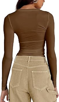 Abardsion Women's Casual Basic Going Out Crop Tops Slim Fit Short Sleeve Crew Neck Tight T Shirts | Amazon (US)