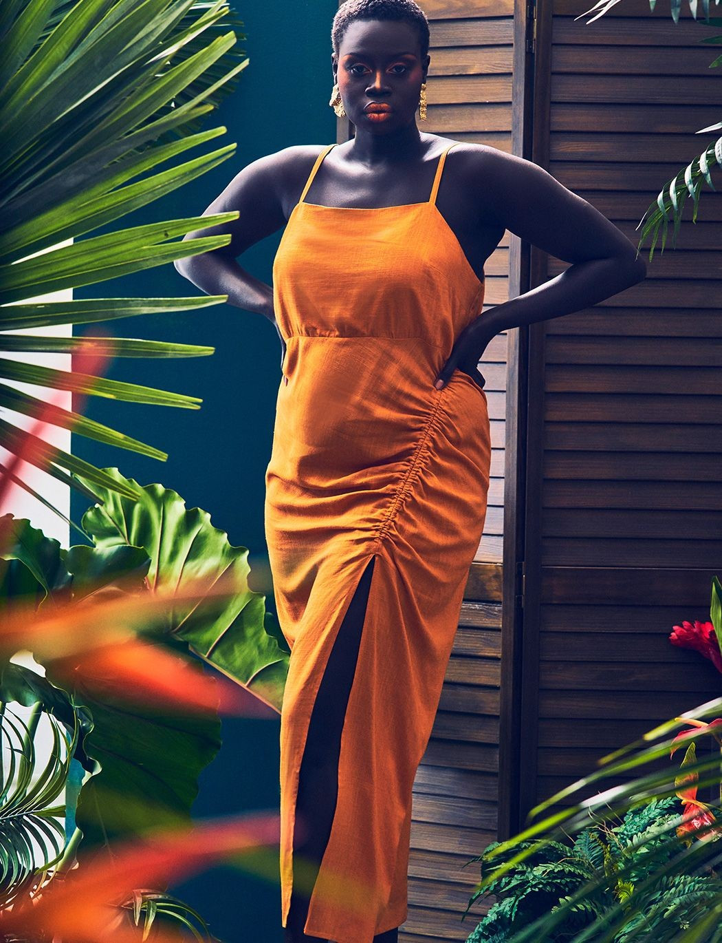 Cinched Skirt Square Neck Dress | Eloquii