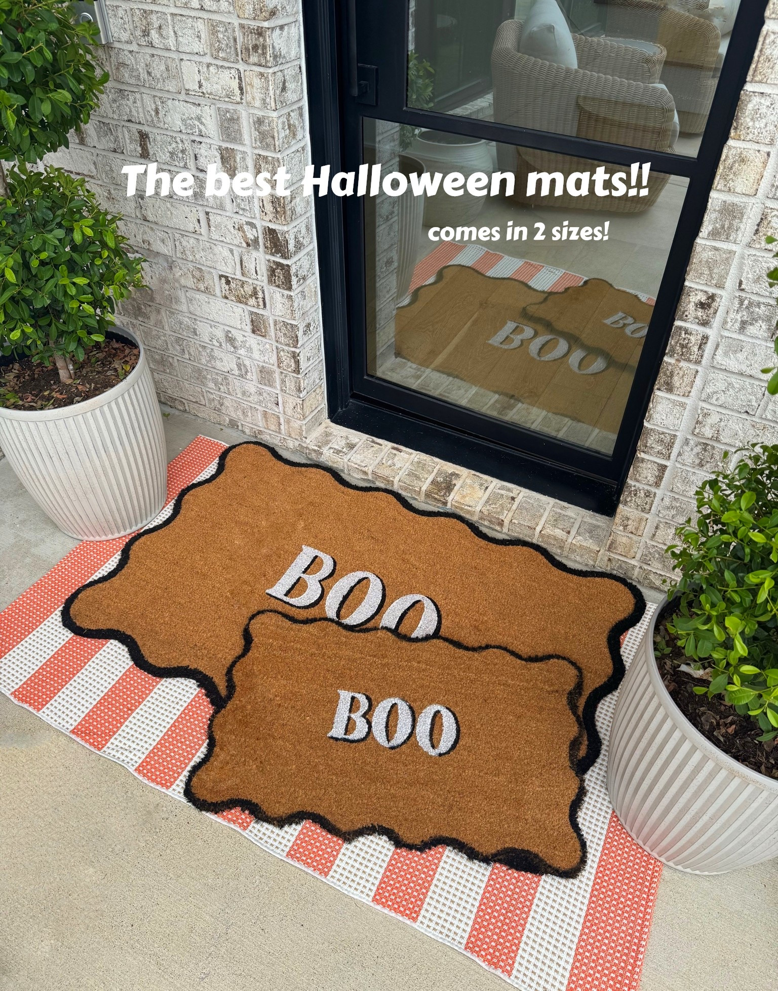 How cute is this boo mat?!! Comes in 2 sizes! Also linking orange/white layering mat!!

#LTKHome #LTKSeasonal
