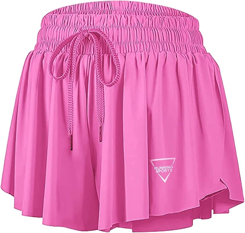 2 in 1 Flowy Athletic Shorts for Women Casual Butterfly Running Athletic Shorts Workout Active Yo... | Amazon (US)