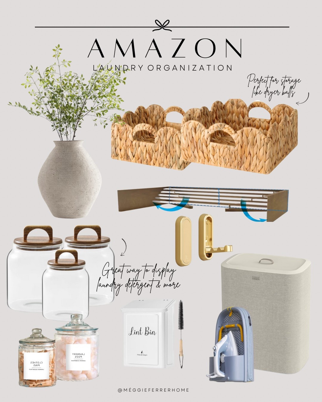 Laundry just got a major glow up 🤍 

These Amazon finds help me stay organized and make the space feel so much more put together. 

From the chic glass jars for detergent to the prettiest woven baskets (hello, dryer ball storage 👏), these small swaps make a big difference. 

Linked everything below 🤎

#laundryroomorganization #amazonhome #neutralhome #organizedhome #LTKhome #laundryroomdecor #amazonfinds #cleanhousehappyhome