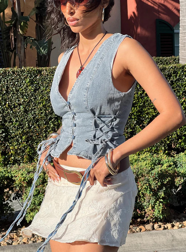 Stavia Vest Top Denim | Princess Polly US