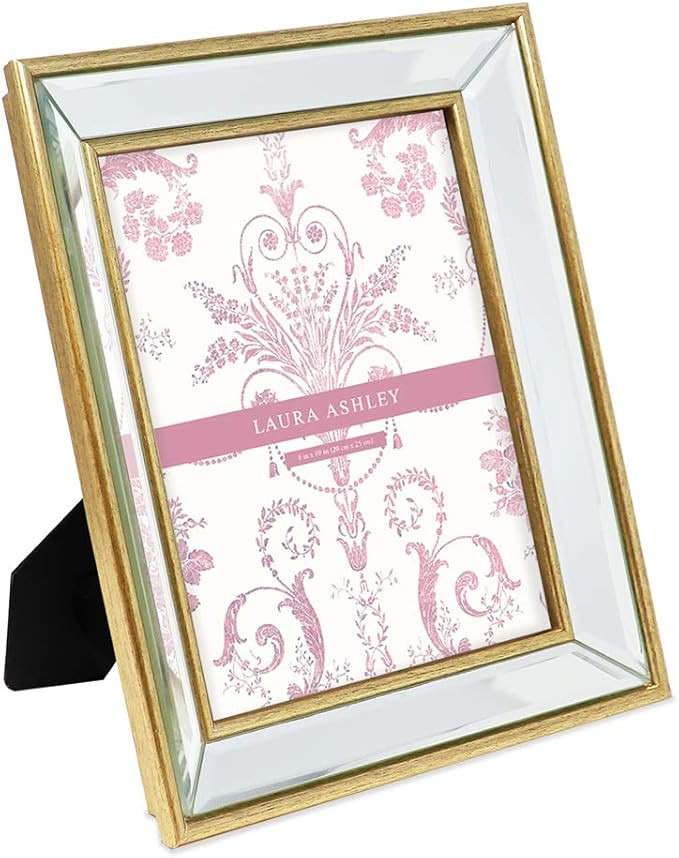 Laura Ashley 8x10 Gold Beveled Mirror Picture Frame, Classic Mirrored Frame with Deep Slanted Ang... | Amazon (US)