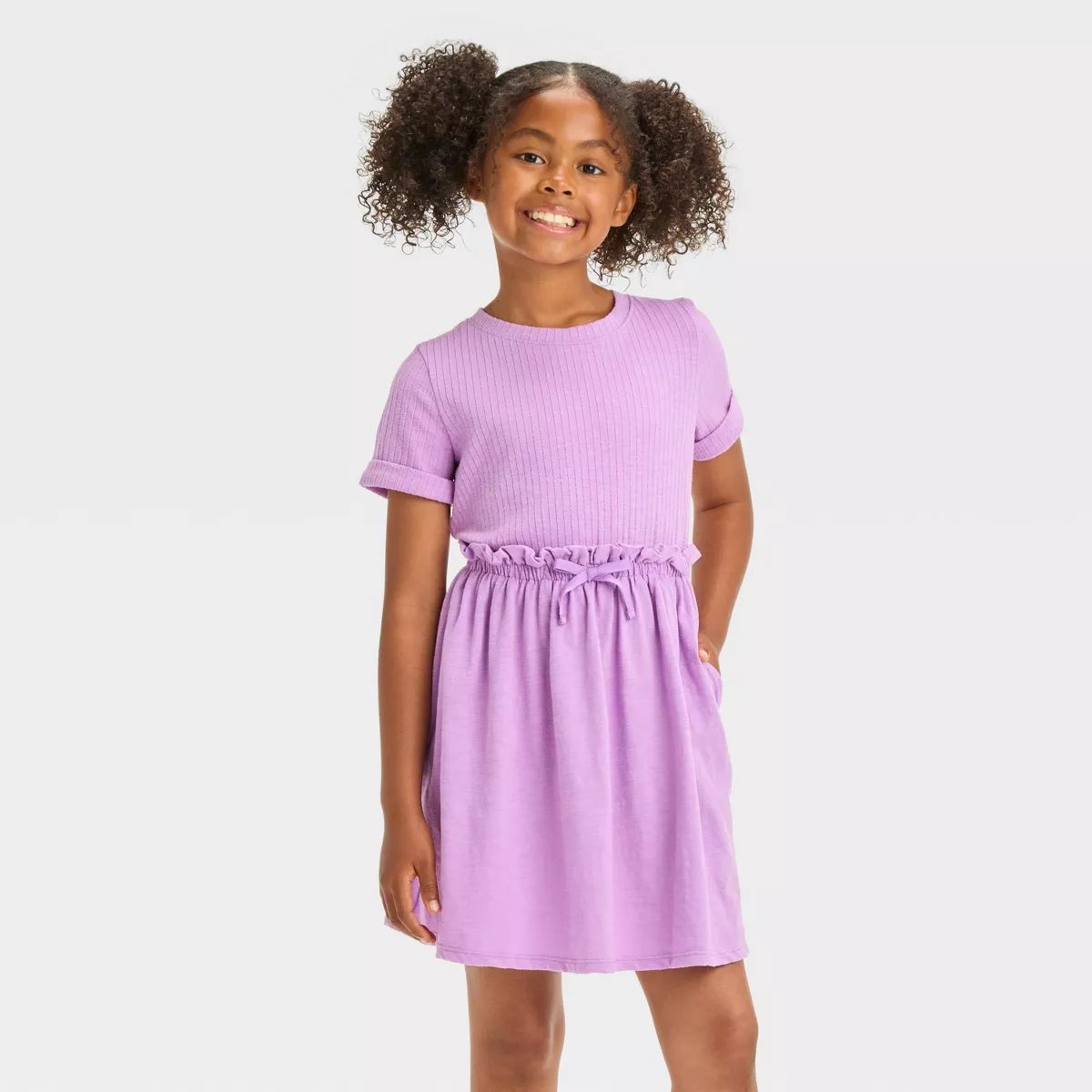 Girls' Short Sleeve Knit Dress - Cat & Jack™ Violet M | Target