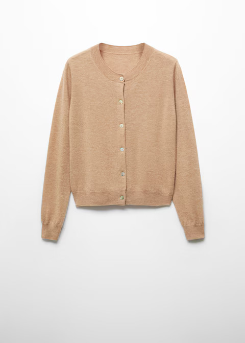Round-neck wool cardigan -  Women | Mango United Kingdom | MANGO (UK)