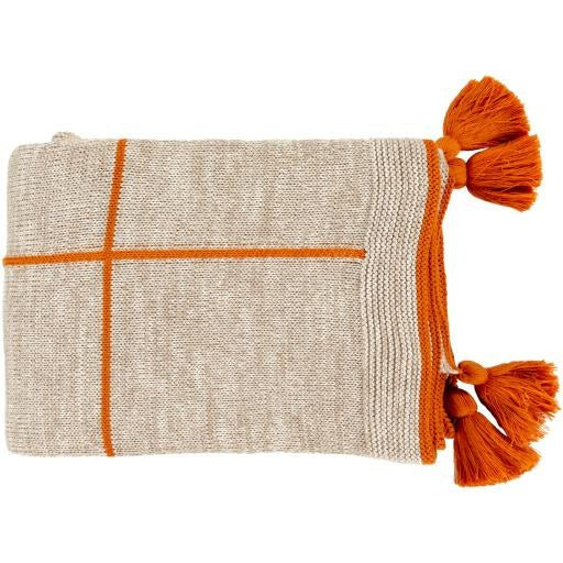 Fleck Cotton Burnt Orange Throw 4'2"W x 5'0"L | Burke Decor