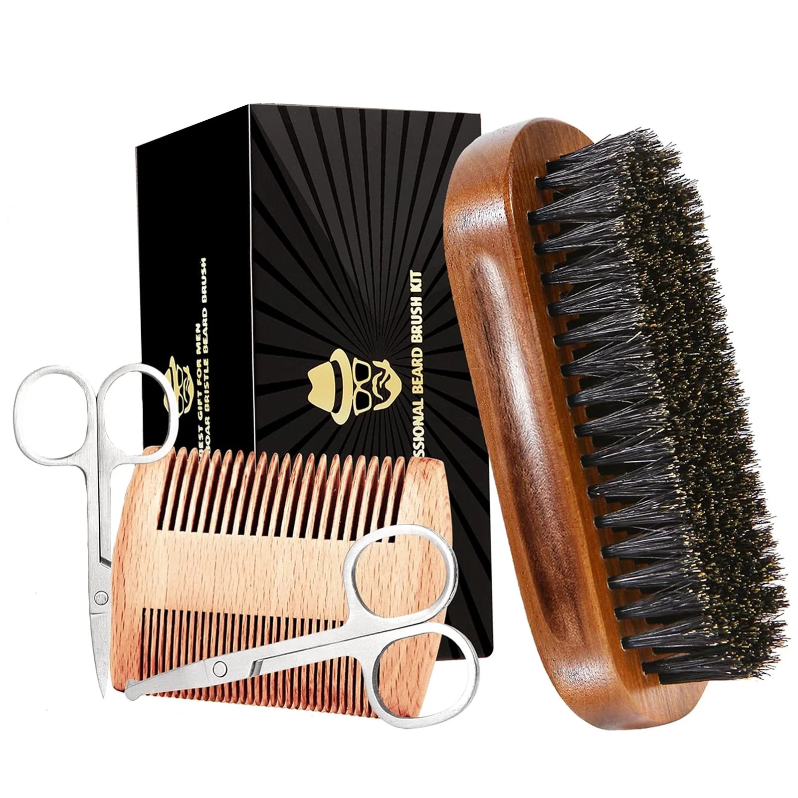 Boar Bristle Beard Brush for Men, Beards and Mustaches Grooming Set Including 100% Pure Boar Bris... | Walmart (US)