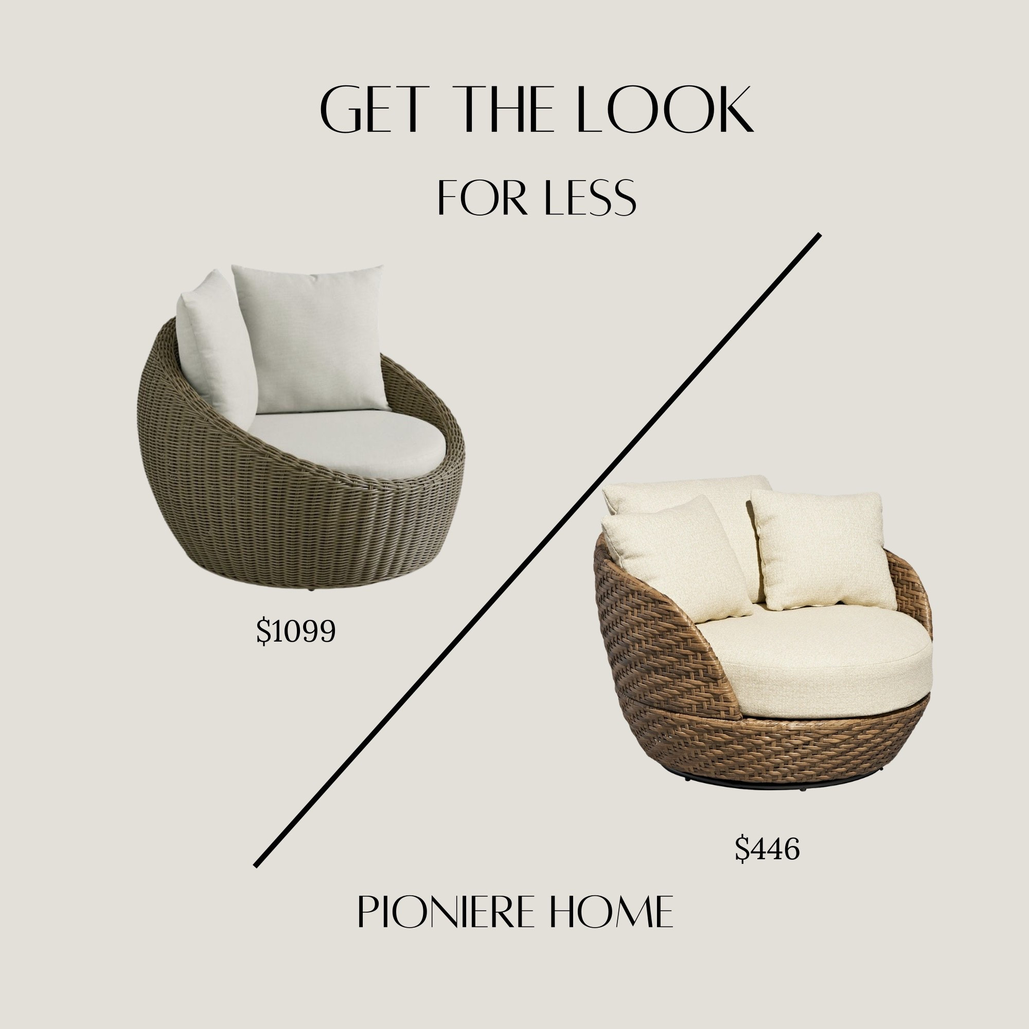 Get the look for less outdoor swivel chair. Outdoor lounge chair, wicker outdoor furniture, designer look for less #furnituredupe

#LTKSeasonal #LTKHome