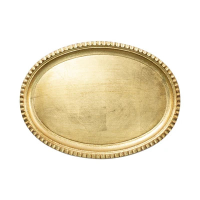 Florentine Wooden Accessories Small Oval Tray Gold | VIETRI
