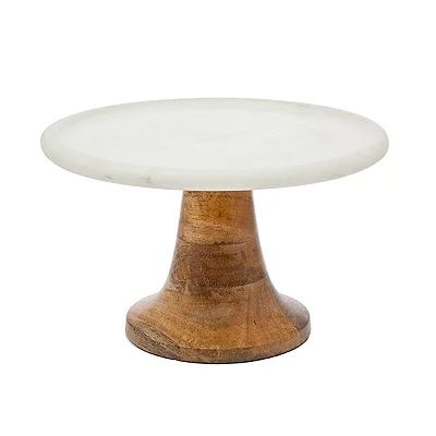Marble Cake Stand with Wooden Base | Kirkland's Home