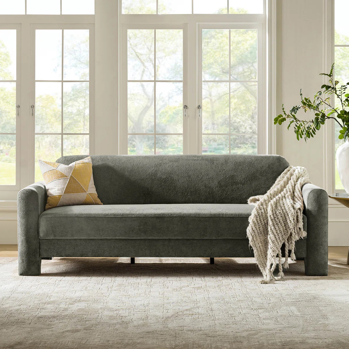 Werts Modern 84" Curved Chenille Sofa | Wayfair North America
