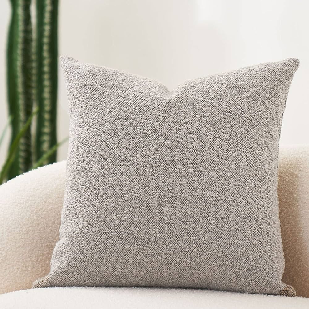 DOMVITUS Luxury Decorative Throw Pillow Cover 18 x 18 Inch Textured Boucle Square Sofa Couch Pill... | Amazon (US)