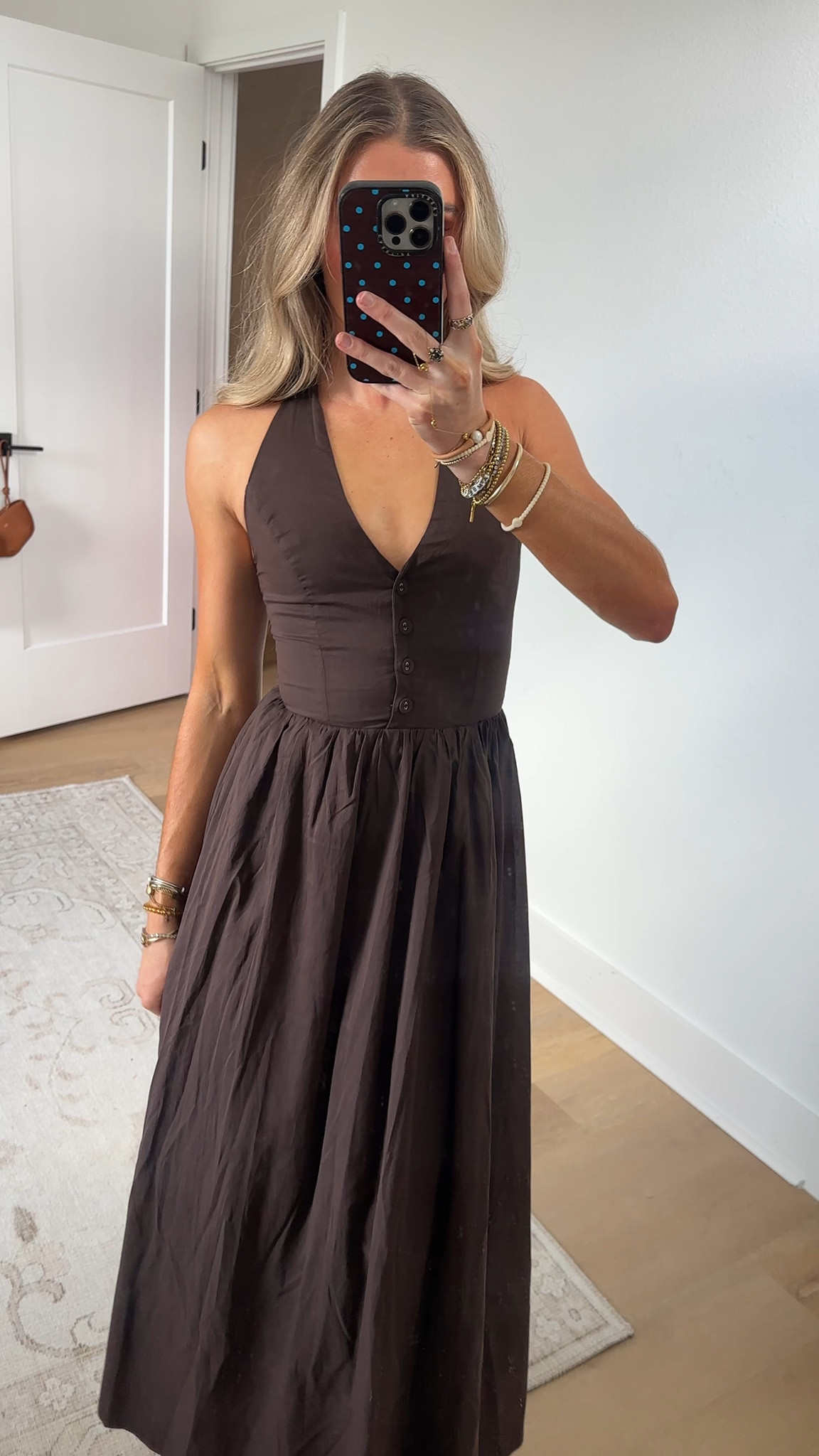 @showpo size 2 tie halter neck frames your shoulders, while a button-down bodice defines your waist before floating into a fit-and-flare skirt, flattering from every angle and made for movement. The Everly Midi Dress is your go-to for dinner plans, weddings, and everything in between, giving polished vibes without trying too hard.
Style the Everly with delicate hoops and strappy heels for a sleek finish, or add a clutch and soft waves for date-night romance. This brown beauty slots seamlessly into your rotation of Dresses, delivering confidence, comfort, and that feel-good fit you’ll reach for again and again. Inclusive, effortless, and endlessly versatile, she’s here for your main-character moments.

#LTKdayinmylife #LTKootd #LTKWedding