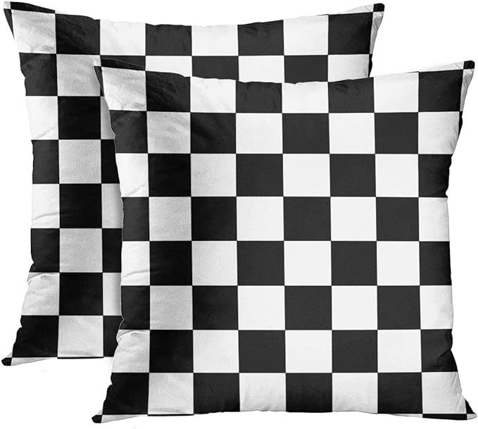 Emvency Set of 2 Throw Pillow Cover Race Classic Checkered I Bleed Racing Check Black Decorative ... | Amazon (US)