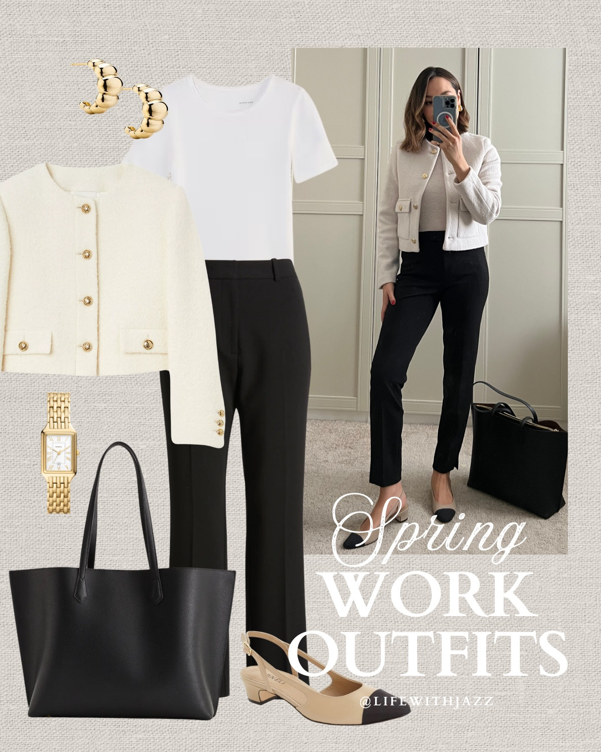 Spring work outfits 

Quince Collarless jacket 
Cashmere tee 
Black ankle pants 
Slingbacks 

#LTKWorkwear #LTKSeasonal #LTKStyleTip