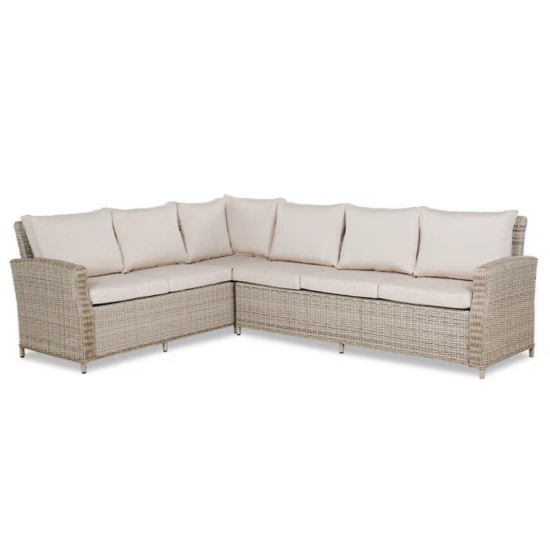 Dhirpal 80.31'' Wide Outdoor L-Shaped Patio Sectional Set with Sunbrella Fabric Cushion. | Wayfair North America