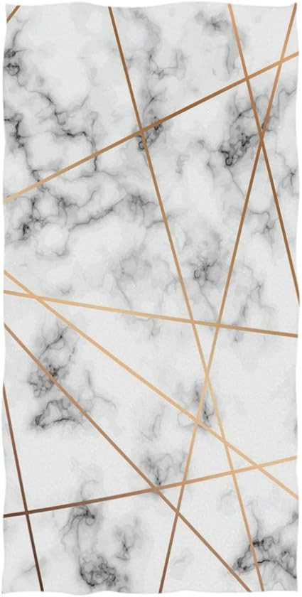 Wamika Marbling Texture Print Hand Towels Orange Lines White Marble Bath Towel Ultra Soft Highly ... | Amazon (US)
