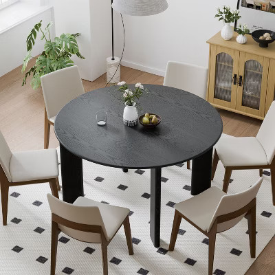 PexFix 52" x 52" Black Solid Wood Farmhouse Dining Table Round Wood Top for Modern Dining Rooms & Family Gatherings | Target