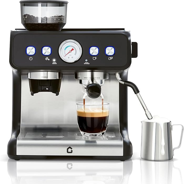 Garvee Stainless Steel Espresso Machine with Grinder & 20 Bar Pressure, 2.8L Removable Water Tank... | Amazon (US)