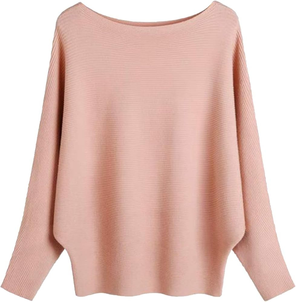 GABERLY Boat Neck Batwing Sleeves Dolman Knitted Sweaters and Pullovers Tops for Women | Amazon (US)