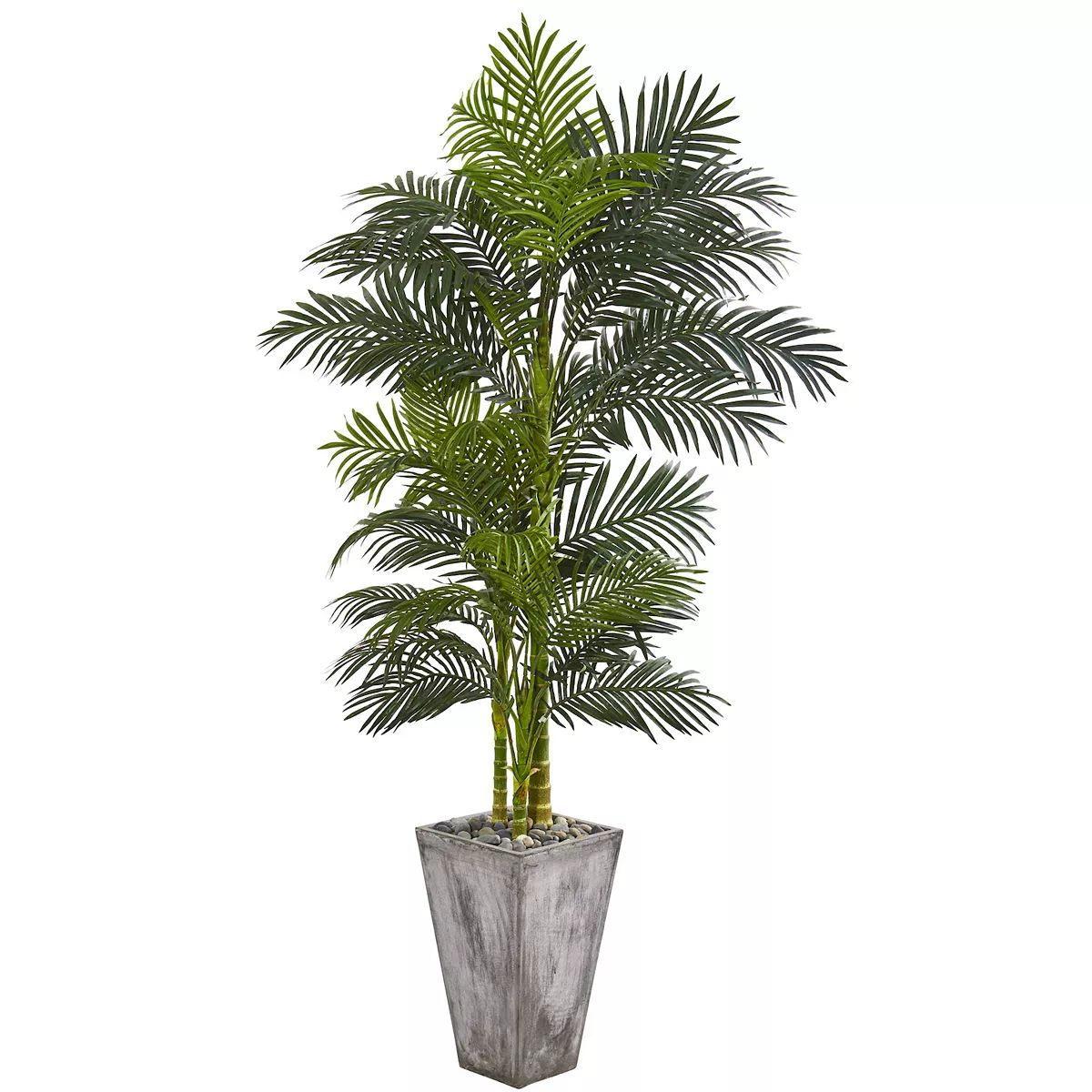 nearly natural 7-ft. Golden Cane Artificial Palm Tree in Cement Planter | Kohl's