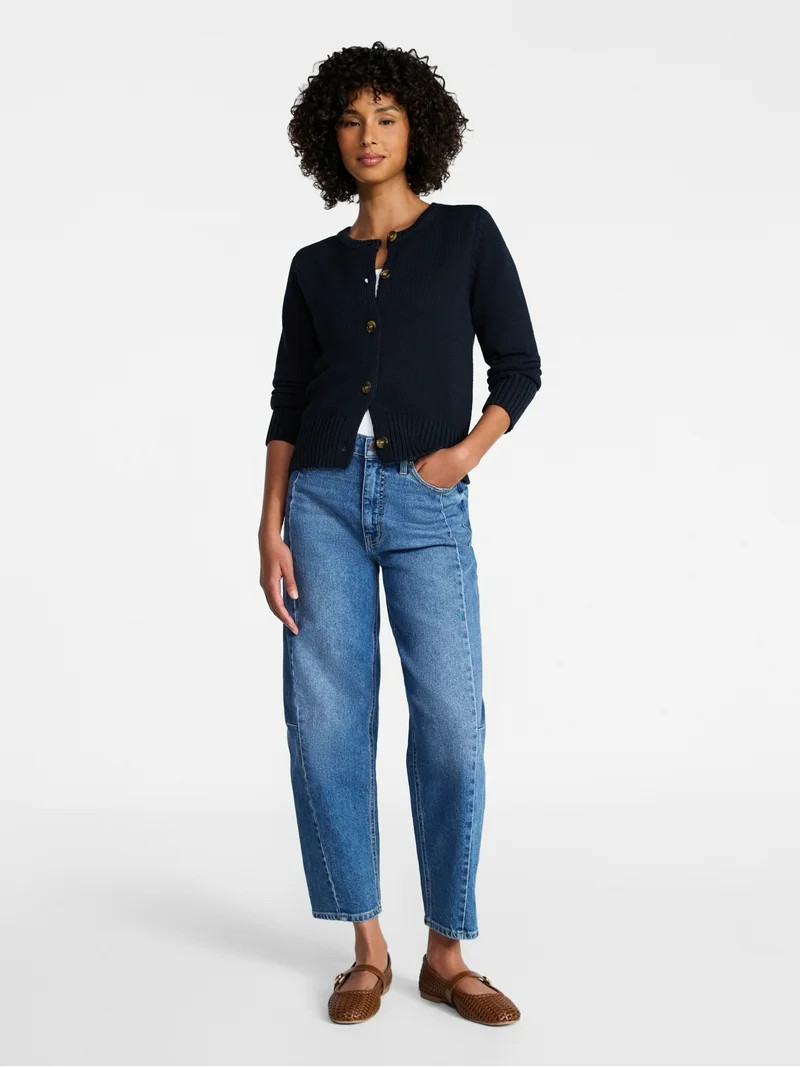 Time and Tru Women's Button Front Cardigan Sweater, Midweight, Sizes XS-XXXL | Walmart (US)