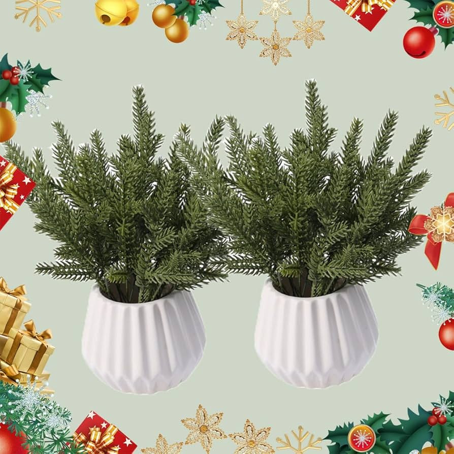 20pcs Artificial Pine Needles Christmas Branch Green Fake Pines Stems DIY Garland Party Flowers D... | Amazon (US)