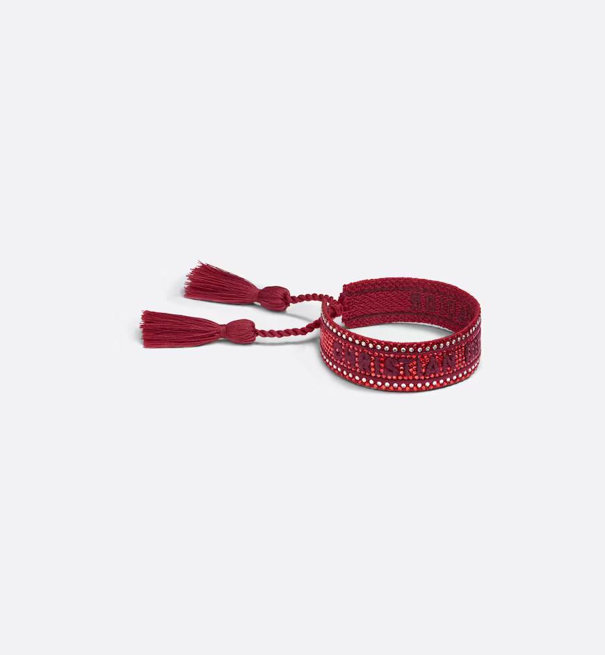 J'Adior Bracelet Rust-Colored Cotton and Crystals | DIOR | Dior Couture