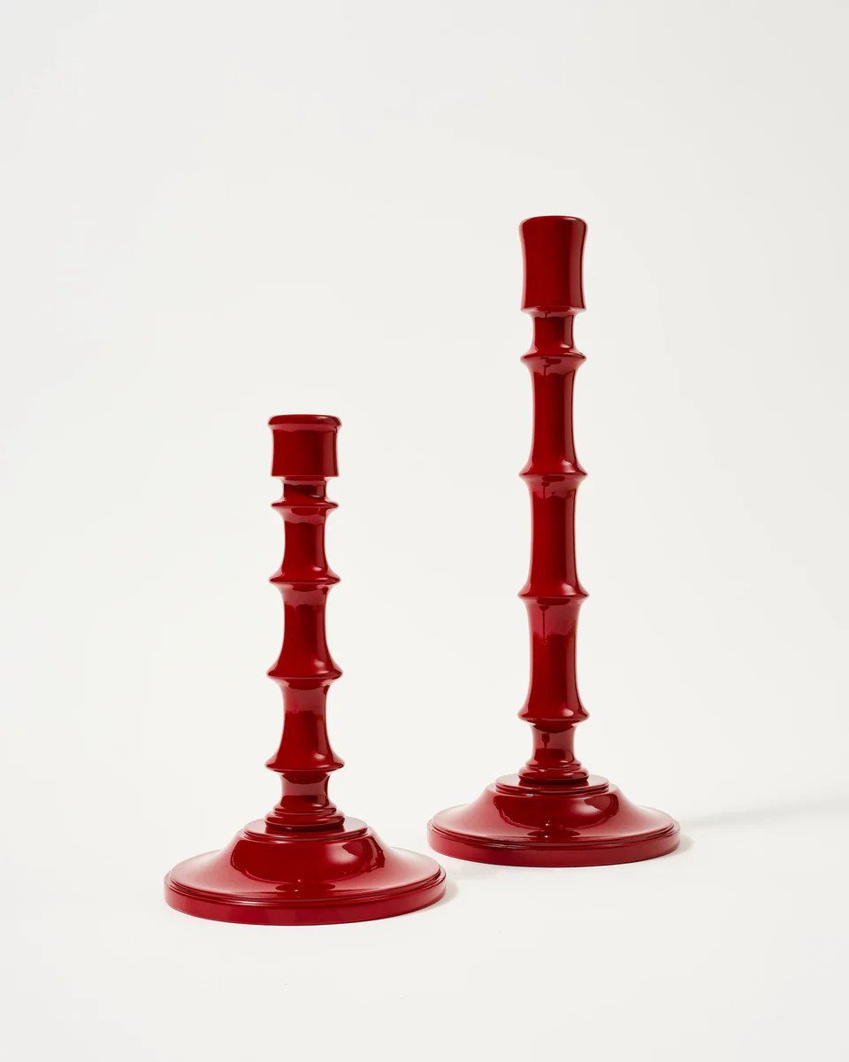 Cinzia Lacquered Candle Holders, Bordeaux (Set of 2) | Cabana Magazine