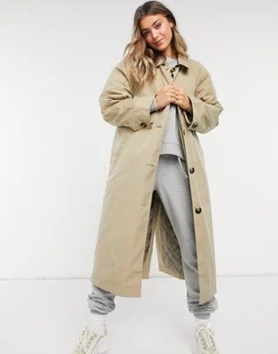 ASOS DESIGN boyfriend trench with quilted liner in stone | ASOS | ASOS (Global)