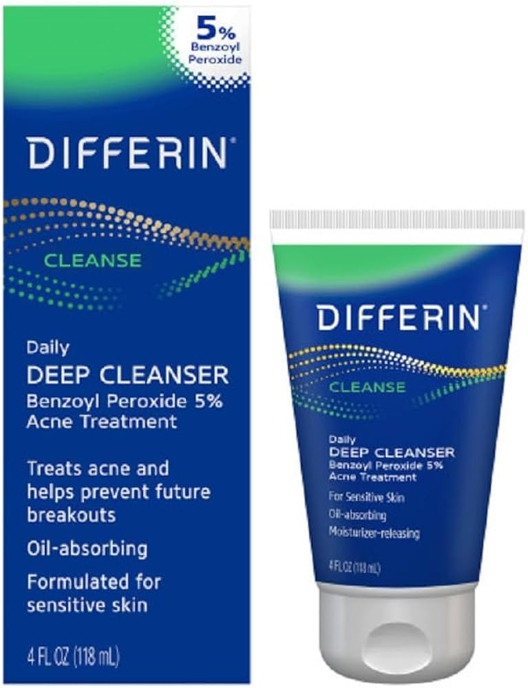 Differin Acne Face Wash with 5% Benzoyl Peroxide, Daily Deep Cleanser by the makers of Differin G... | Amazon (US)
