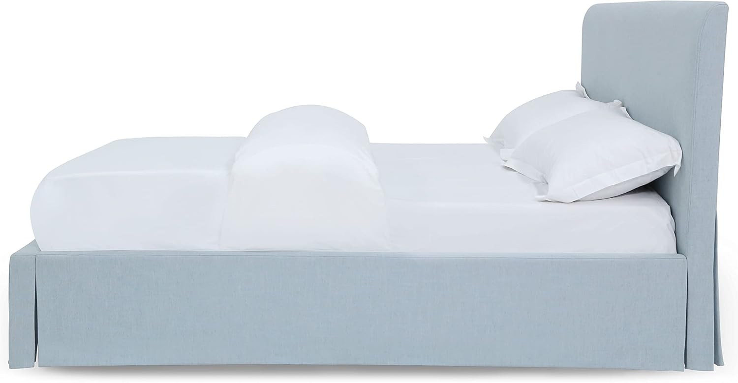 Modus Furniture Solid Wood Upholstered Footboard-Storage Bed, King, Shelby - Sky | Amazon (US)