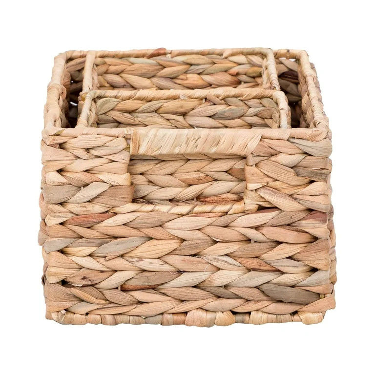 Better Homes & Gardens 3-Piece Woven Natural Water Hyacinth Storage Basket Set | Walmart (US)