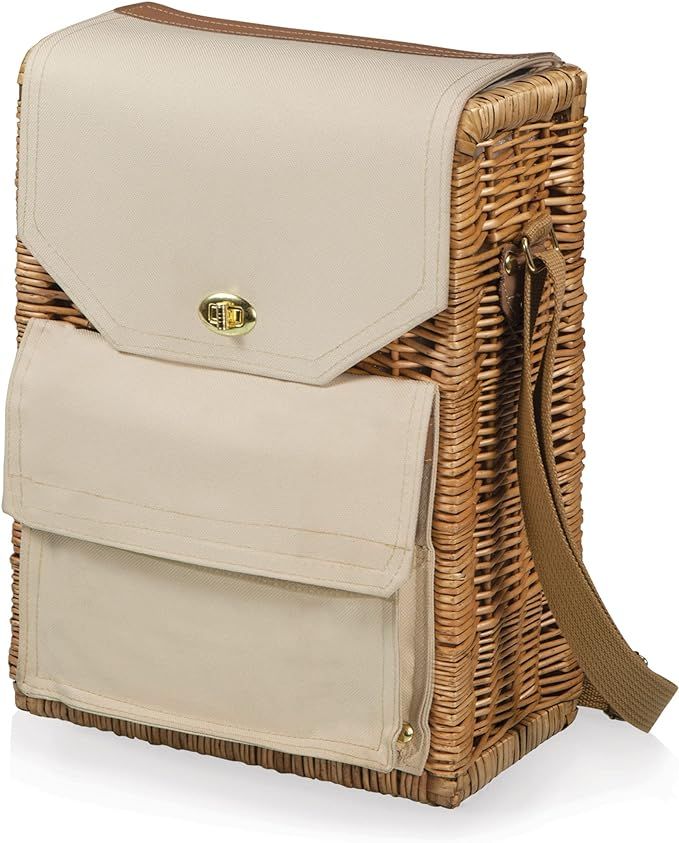 PICNIC TIME Corsica Cheese Picnic Basket Tote Bag, Gift for Wine Lover, Beige Canvas, 12 x 7 x 17 | Amazon (US)