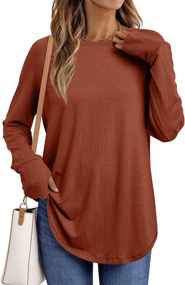 AUTOMET Womens Long Sleeve Shirts Crew Neck Casual Tshirts Fall Fashion Tops Loose Fit Lightweigh... | Amazon (US)