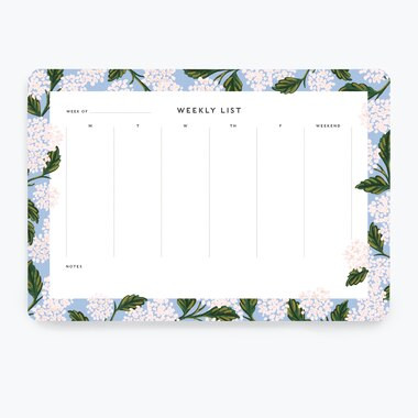 Hydrangea Weekly Desk Pad | Indigo (CA)