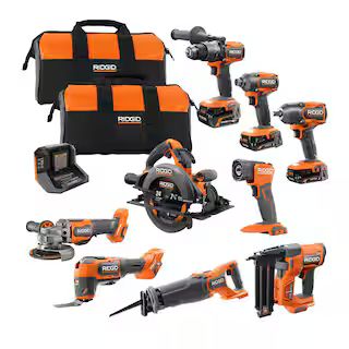 RIDGID 18V Brushless Cordless 9-Tool Combo Kit with (2) 2.0 Ah and (1) 4.0 Ah MAX Output Batterie... | The Home Depot