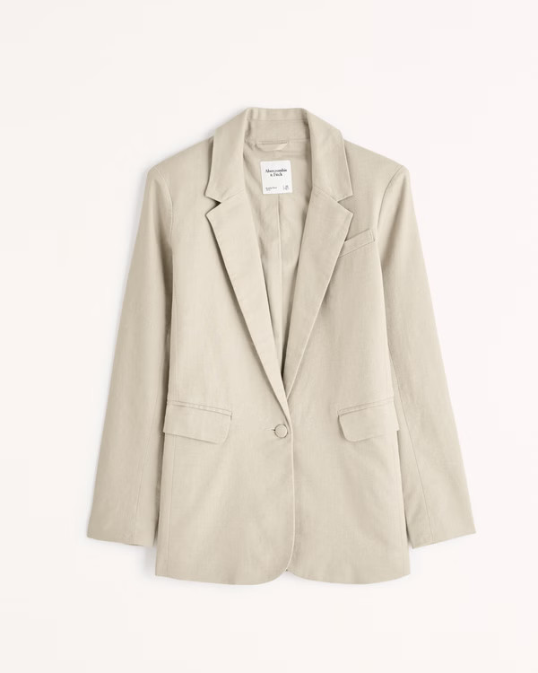 Linen-Blend Blazer | Abercrombie & Fitch (US)