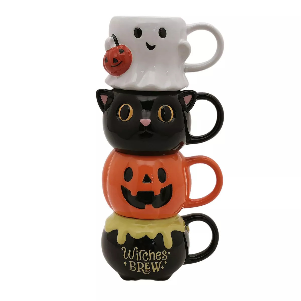 Celebrate Together™ Halloween Ghost, Black Cat, Jack-o-Lantern, & Cauldron Stacking Mugs | Kohl's