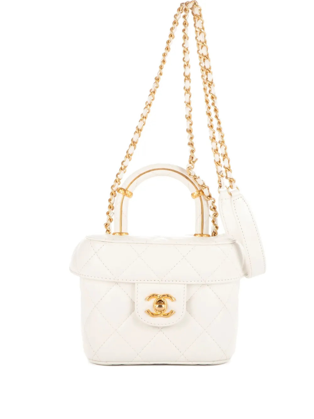 CHANEL Pre-Owned 2000s quilted top-handle bag - White | Farfetch Global